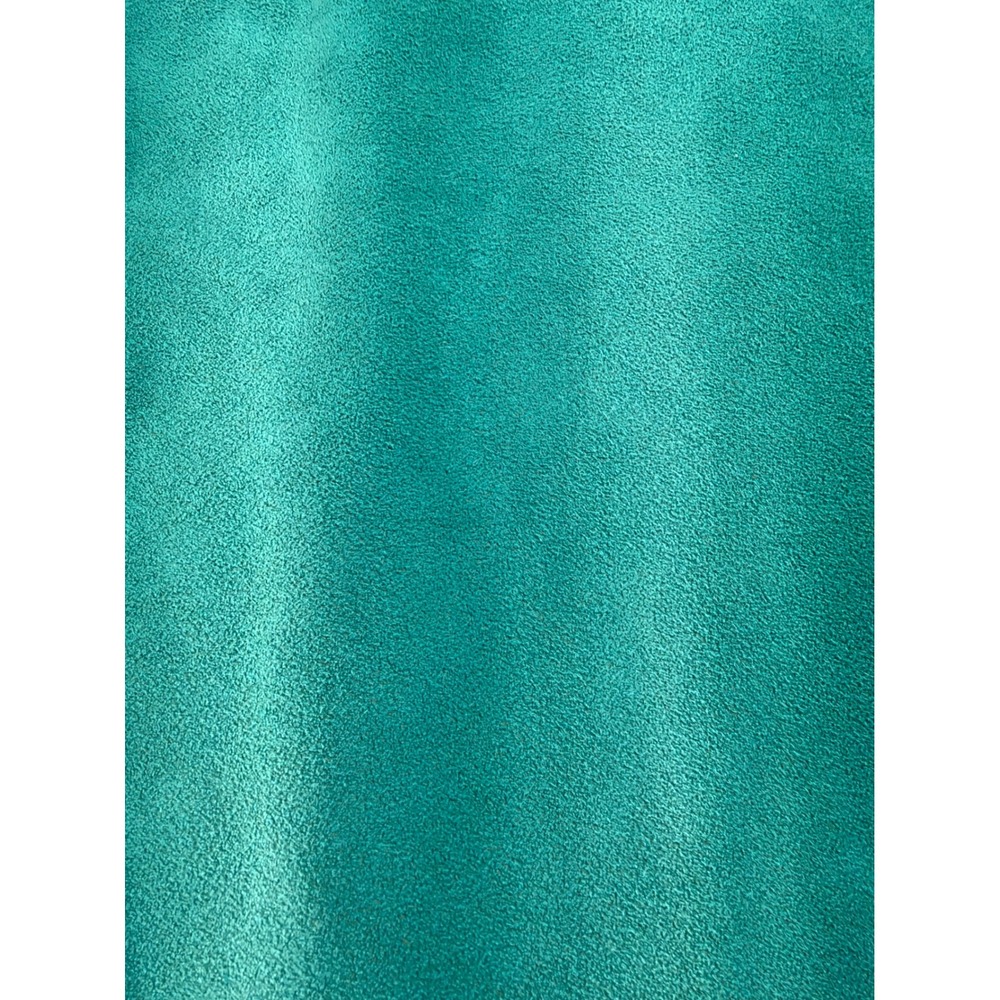 Vintage Teal Faux Suede Skirt Suit Set Blazer & Midi Skirt Green 2 Piece - Picture 10 of 16